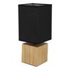 Tischleuchte Valentino in Schwarz max. 7 Watt - Schwarz/Naturfarben, KONVENTIONELL, Holz/Textil (12/12/30cm) - Globo
