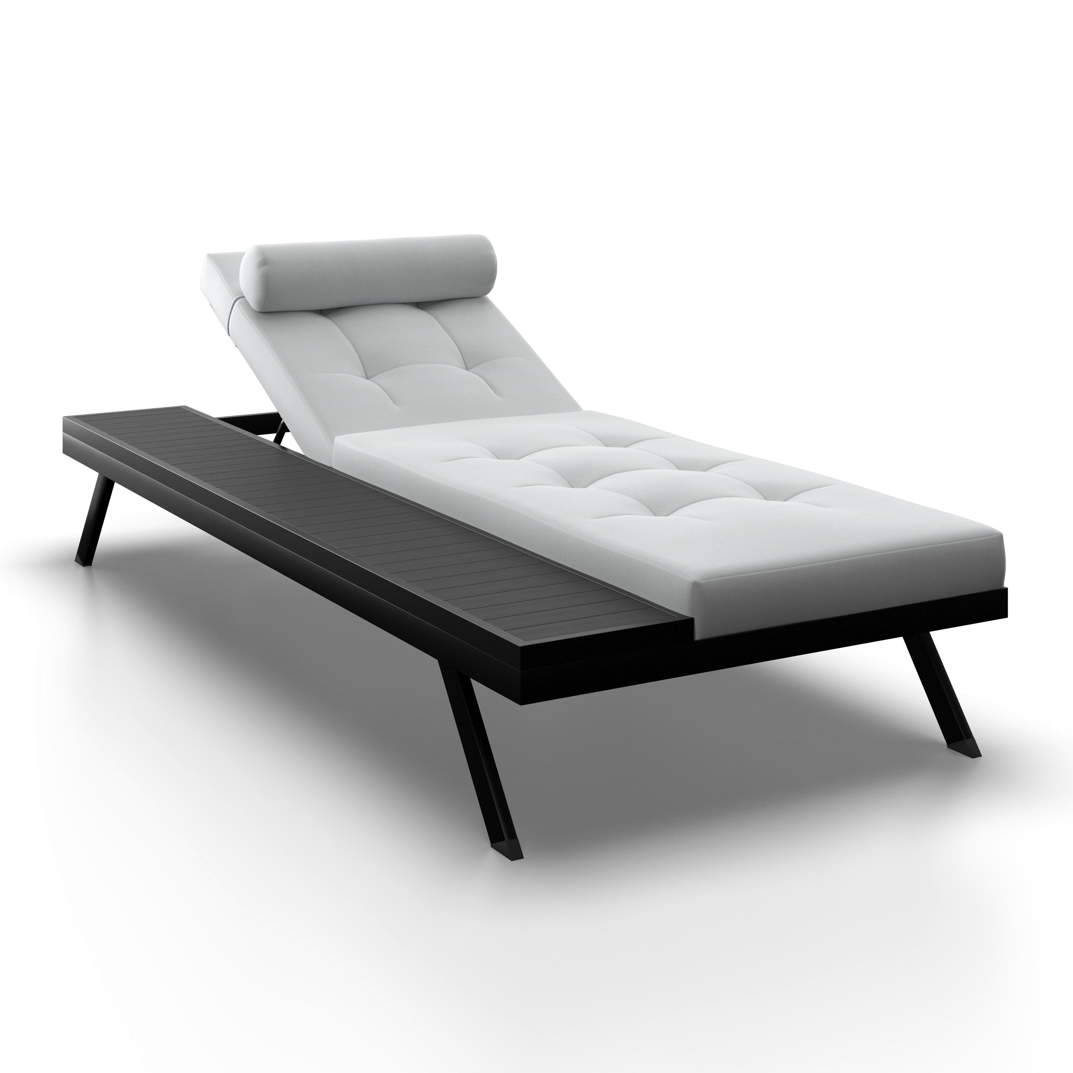 GARTENLIEGE AVOLINA - Hellgrau, Modern, Kunststoff/Textil (199/86/40cm) - Bessagi Garden