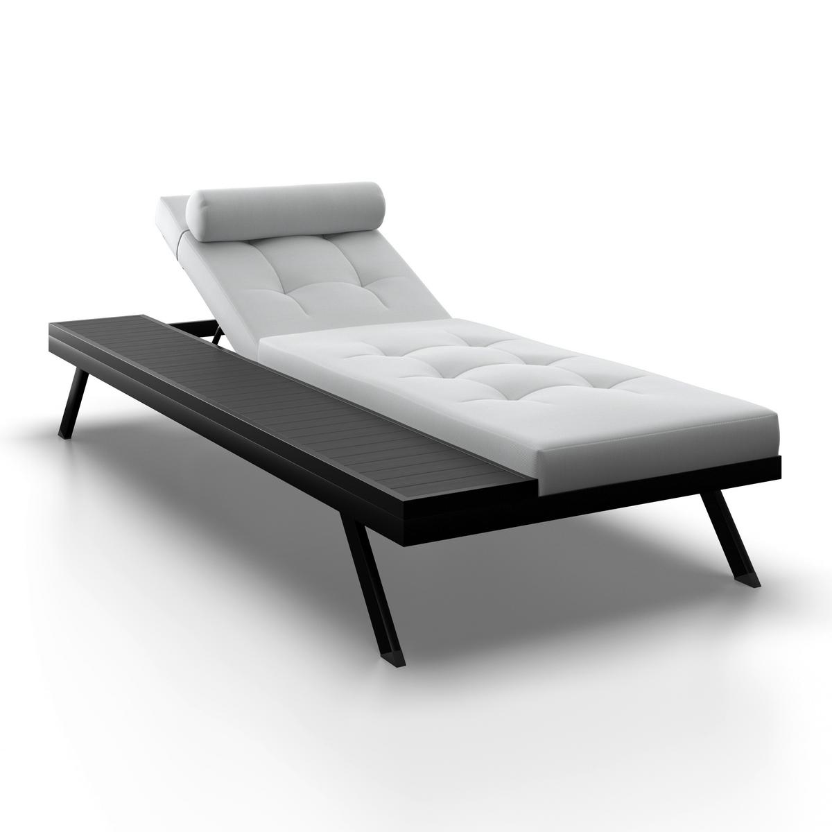 GARTENLIEGE AVOLINA - Dunkelgrau/Hellgrau, Modern, Kunststoff/Textil (199/86/40cm) - Bessagi Garden