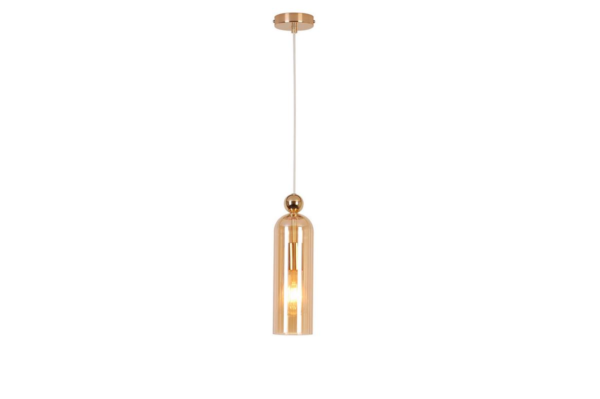 Hängeleuchte Dubai Bernsteinfarben max. 40 Watt - Bernsteinfarben, Trend, Glas/Metall (10/134,7cm) - Novel