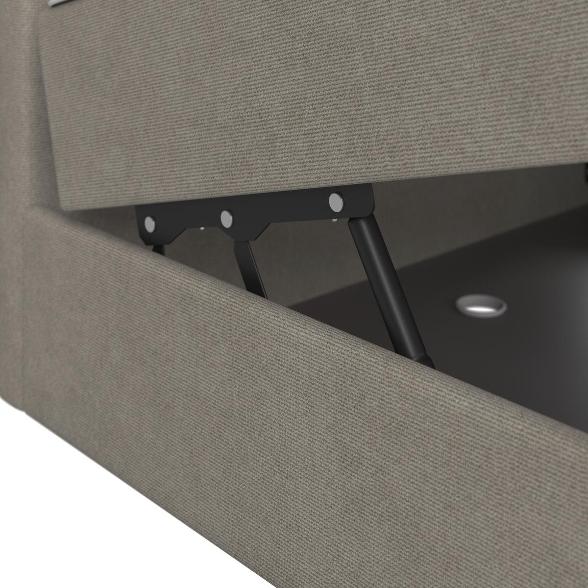 Boxbett Ace ca. 120x200 cm Beige intgr. Topper - Beige/Schwarz, MODERN, Holz/Kunststoff (120/200cm) - Bessagi Home