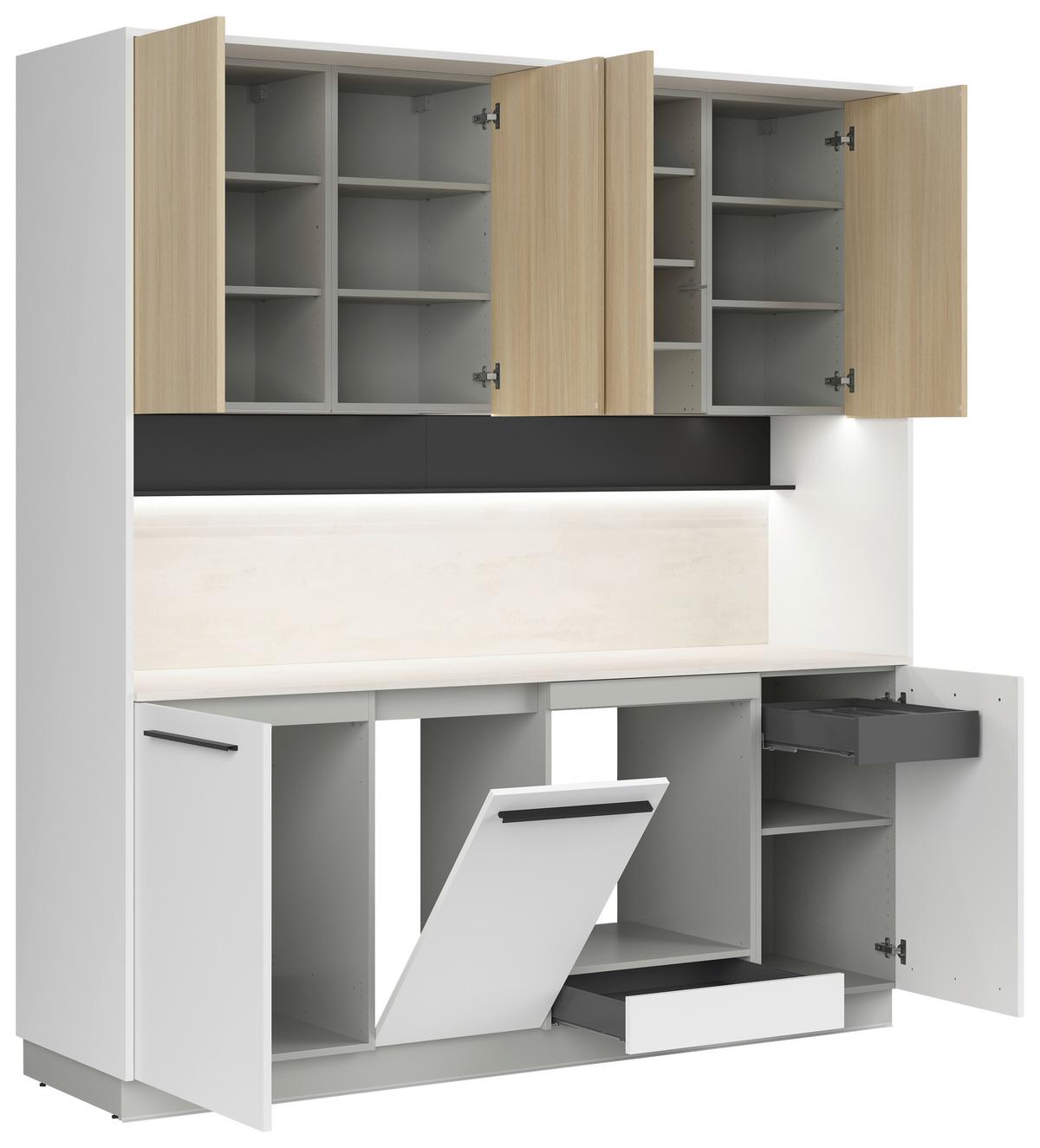 Küchenblock Milino o. E-Geräte Sandfarben - Eichefarben/Schwarz, Basics, Holzwerkstoff/Kunststoff (210cm) - Visiona