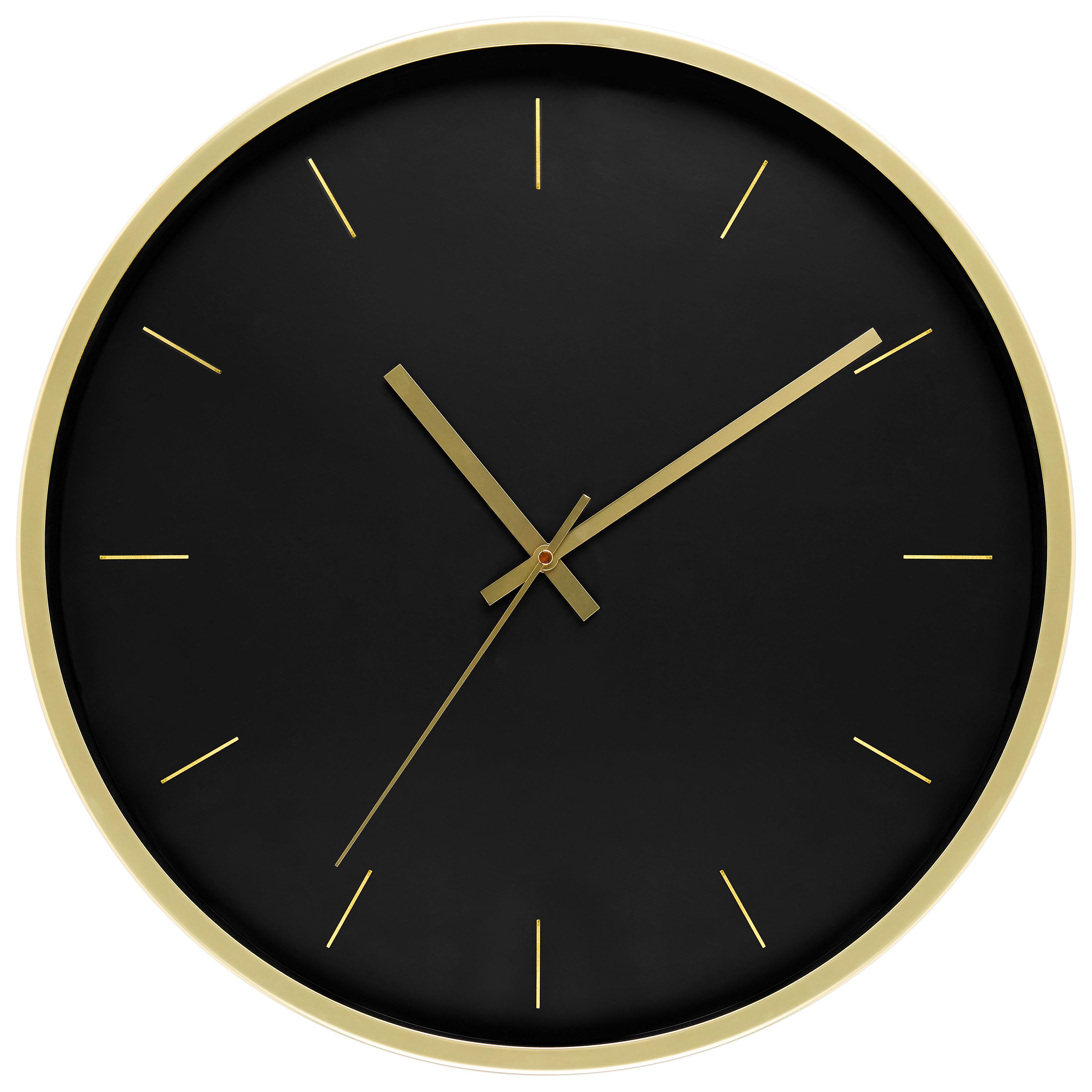 Wanduhr Kelly Schwarz/Gold - Goldfarben/Schwarz, Glas/Metall (50,8cm) - Modern Living