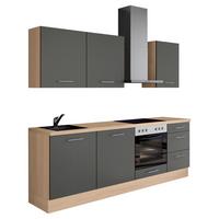 Küchenblock IBZ ohne Geräte ca. 230 cm Dunkelgrau - Edelstahlfarben/Eichefarben, Design, Holzwerkstoff/Metall (230cm) - Impuls