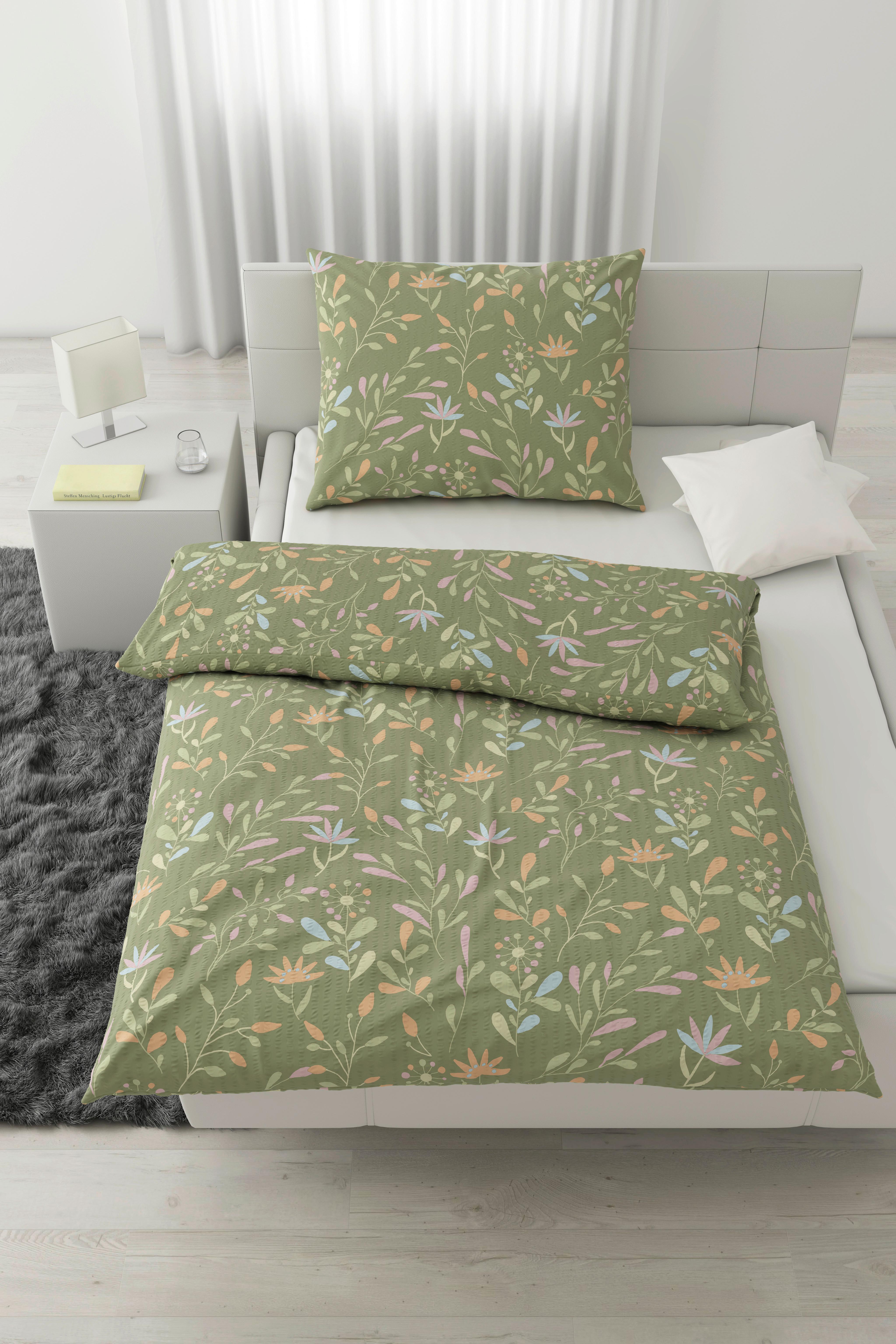 Bettwäsche Marina XL Grün ca. 140x220cm - Grün, KONVENTIONELL, Textil (140/220cm) - Mömax