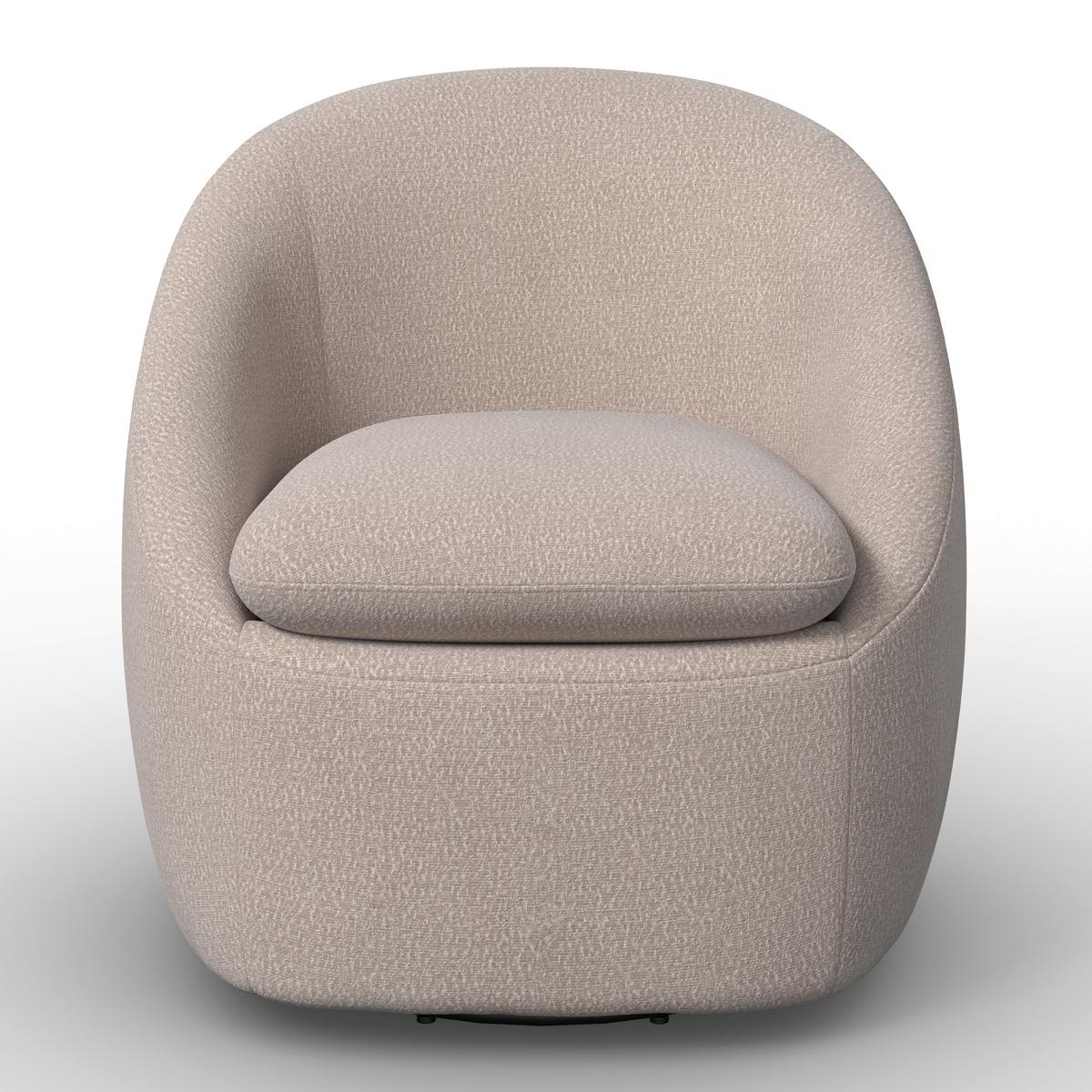 Sessel Dora Chenille Creme - Creme/Schwarz, MODERN, Holz/Textil (77/74/73cm)