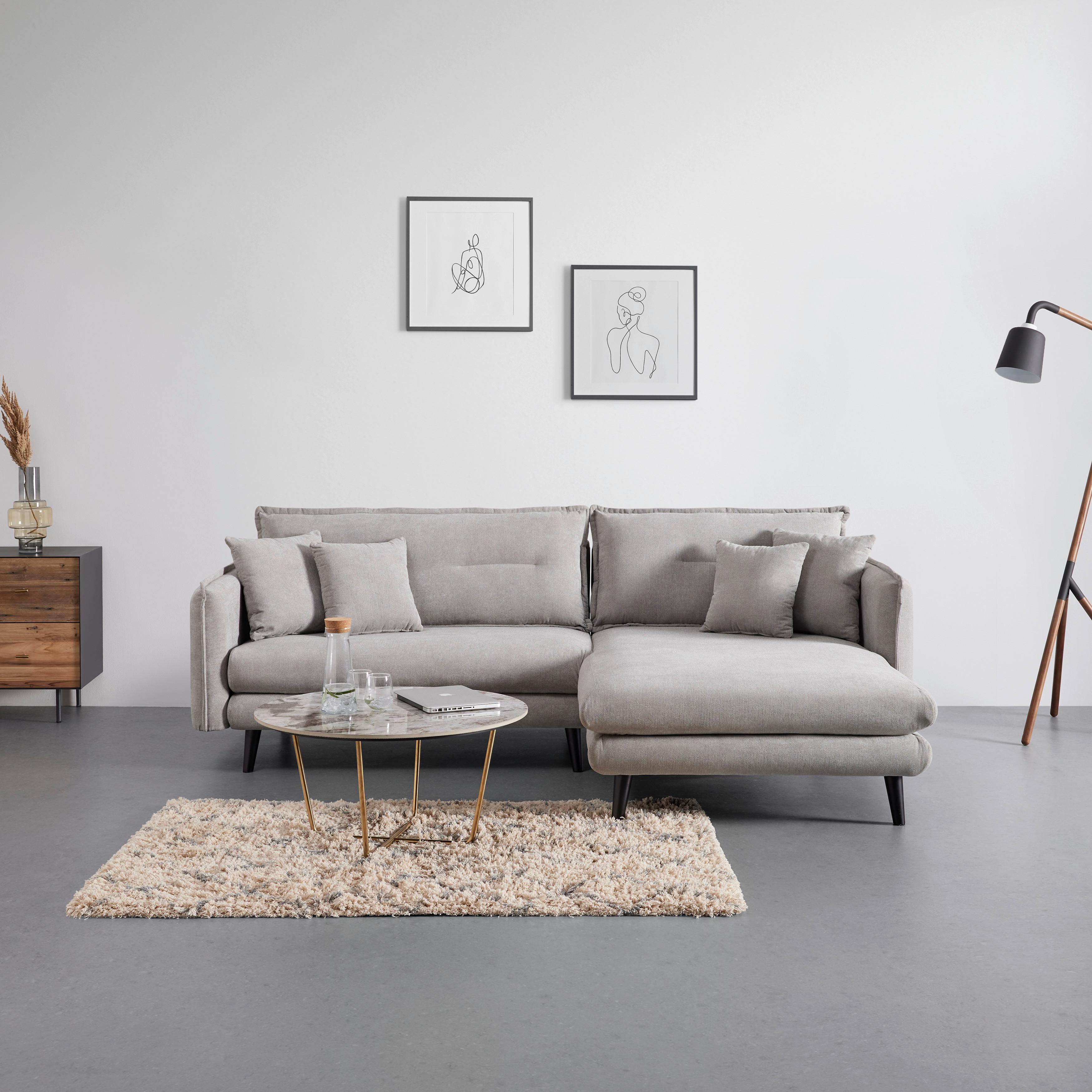 Kutna Garnitura Dajana - svijetlo siva/crna, Moderno, tekstil/drvo (251/102/173cm) - Bessagi Home