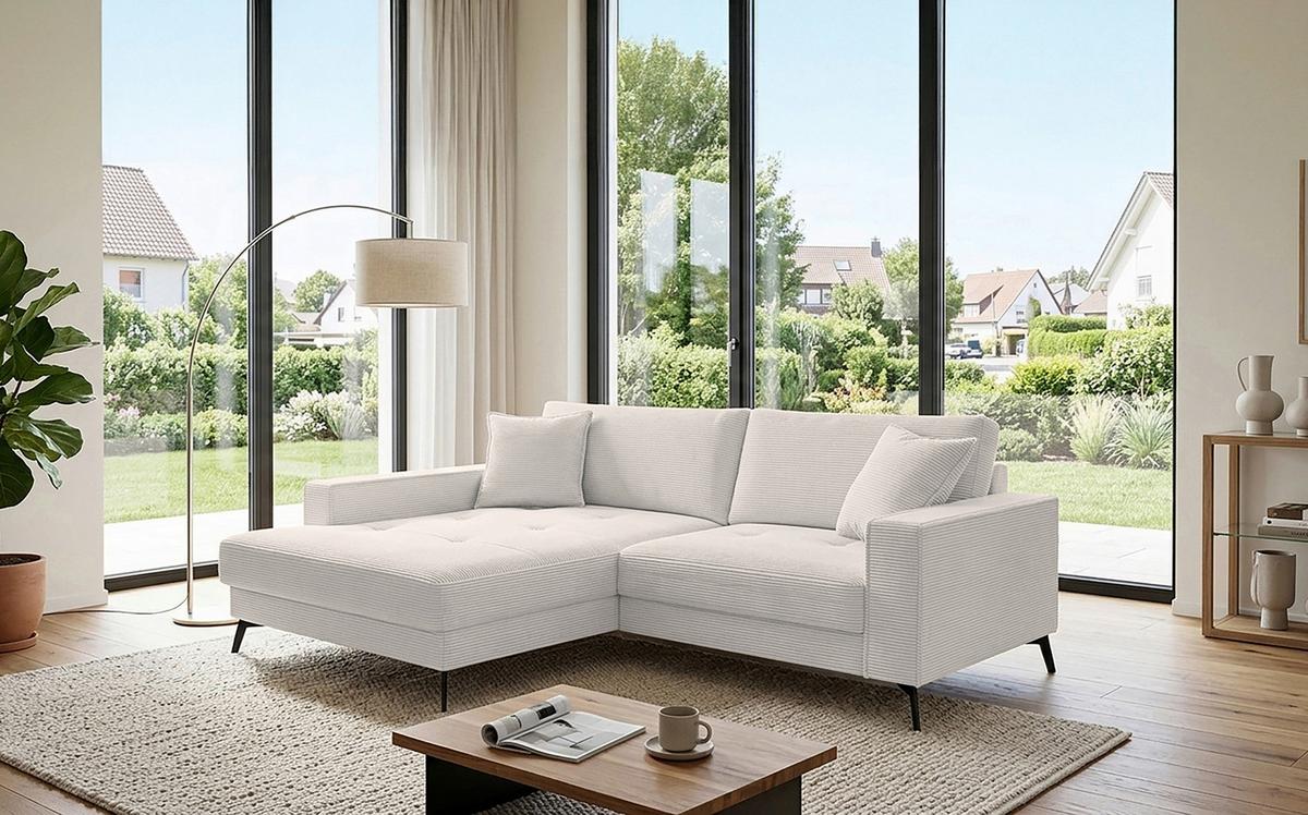 Kutna Garnitura Ted - bež/crna, Trend, tekstil/metal (174/228cm) - Modern Living