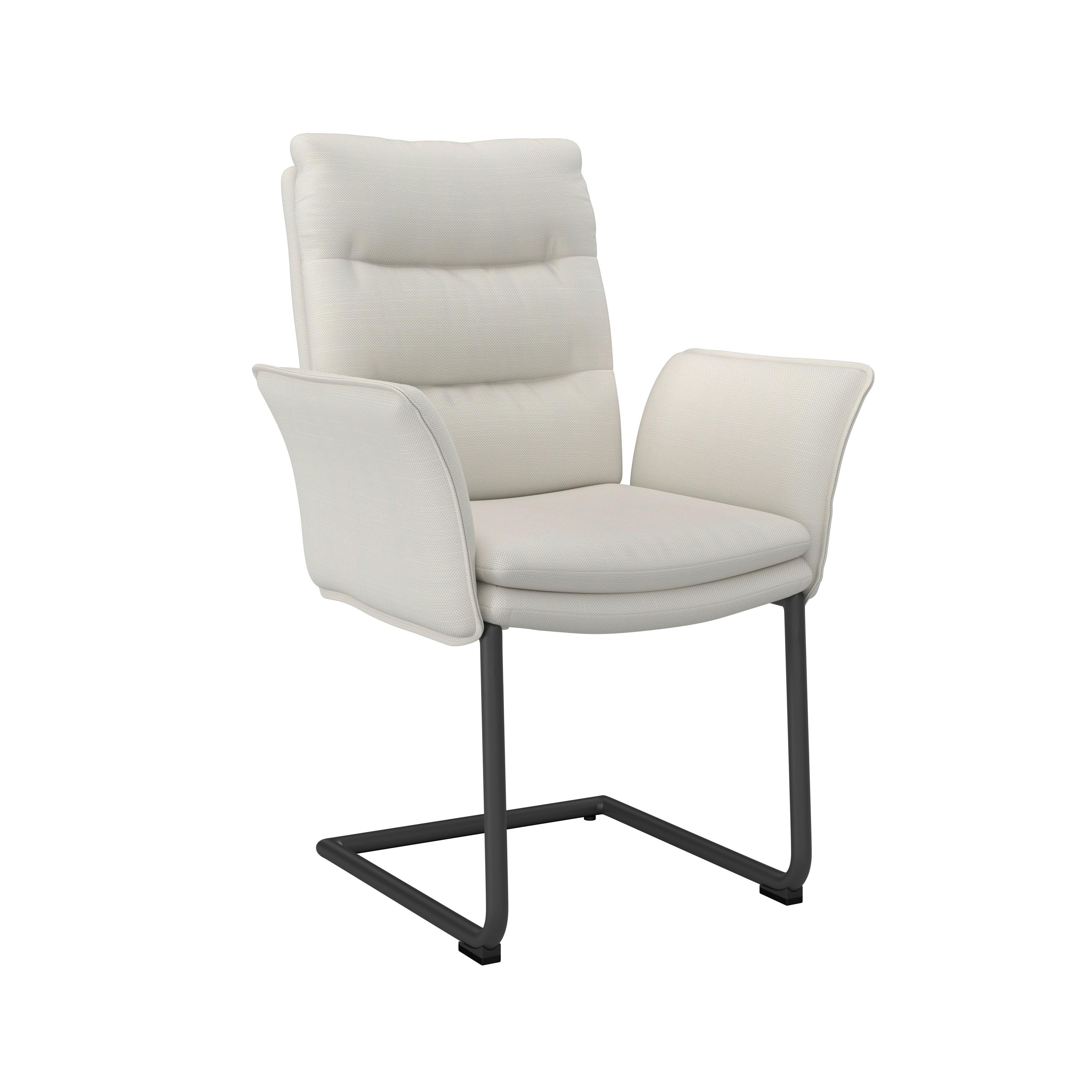 Armlehnstuhl Tonio Weiß Webstoff Gepolstert - Schwarz/Weiß, MODERN, Holz/Textil (64/64/97cm) - Bessagi Home