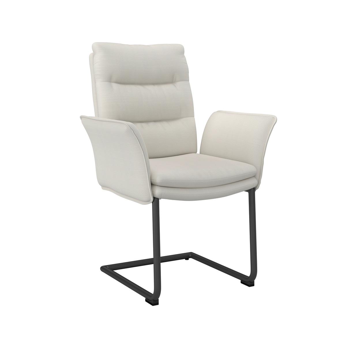 Armlehnstuhl Tonio Weiß Webstoff Gepolstert - Schwarz/Weiß, MODERN, Holz/Textil (64/97/64cm) - Bessagi Home