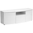Comodă Joasă Rounded - alb, Modern, plastic/sticlă (150/55/48cm) - Modern Living Comodă Joasă Rounded - alb, Modern, plastic/sticlă (150/55/48cm) - Modern Living