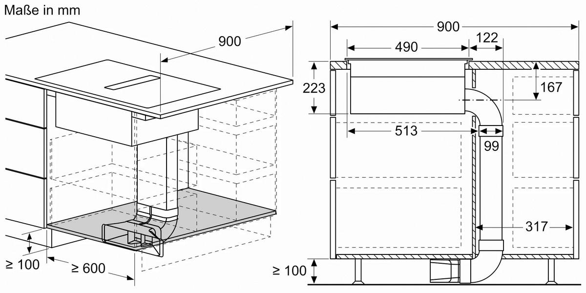 Kochfeld-Dunstabzug-Kombi PVS695B16E - Schwarz, MODERN, Glas/Metall (60,6/22,3/52,7cm) - Bosch
