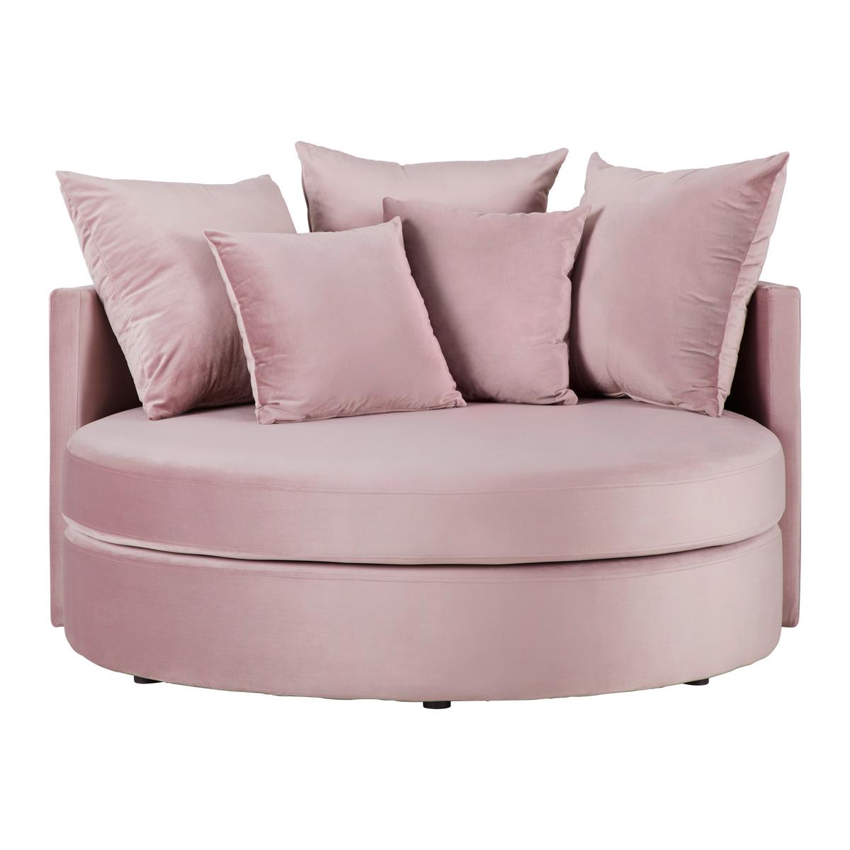 Sofa Elena Rosa Samt - Schwarz/Rosa, MODERN, Holz/Kunststoff (130/65/140cm) - Bessagi Home