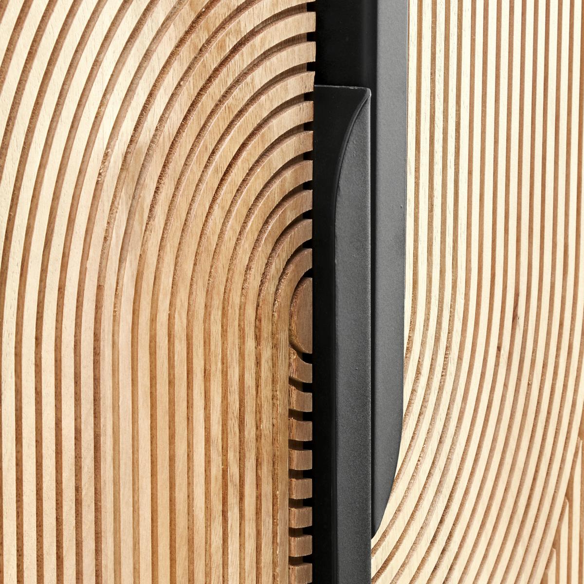 Barschrank Arian aus Mangoholz in Naturfarben/Schwarz - Schwarz/Naturfarben, MODERN, Holz/Metall (85/155/42cm) - Zandiara