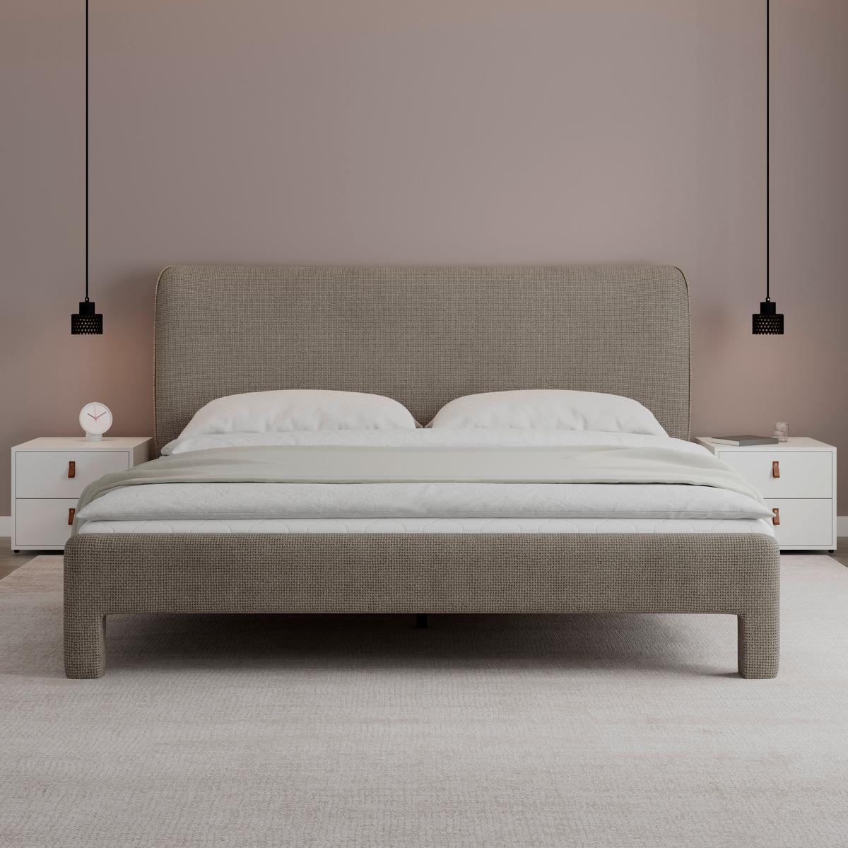 Polsterbett Valion Taupe ca. 160x200 cm - Taupe/Eichefarben, MODERN, Holz/Textil (160/200cm) - Bessagi Home