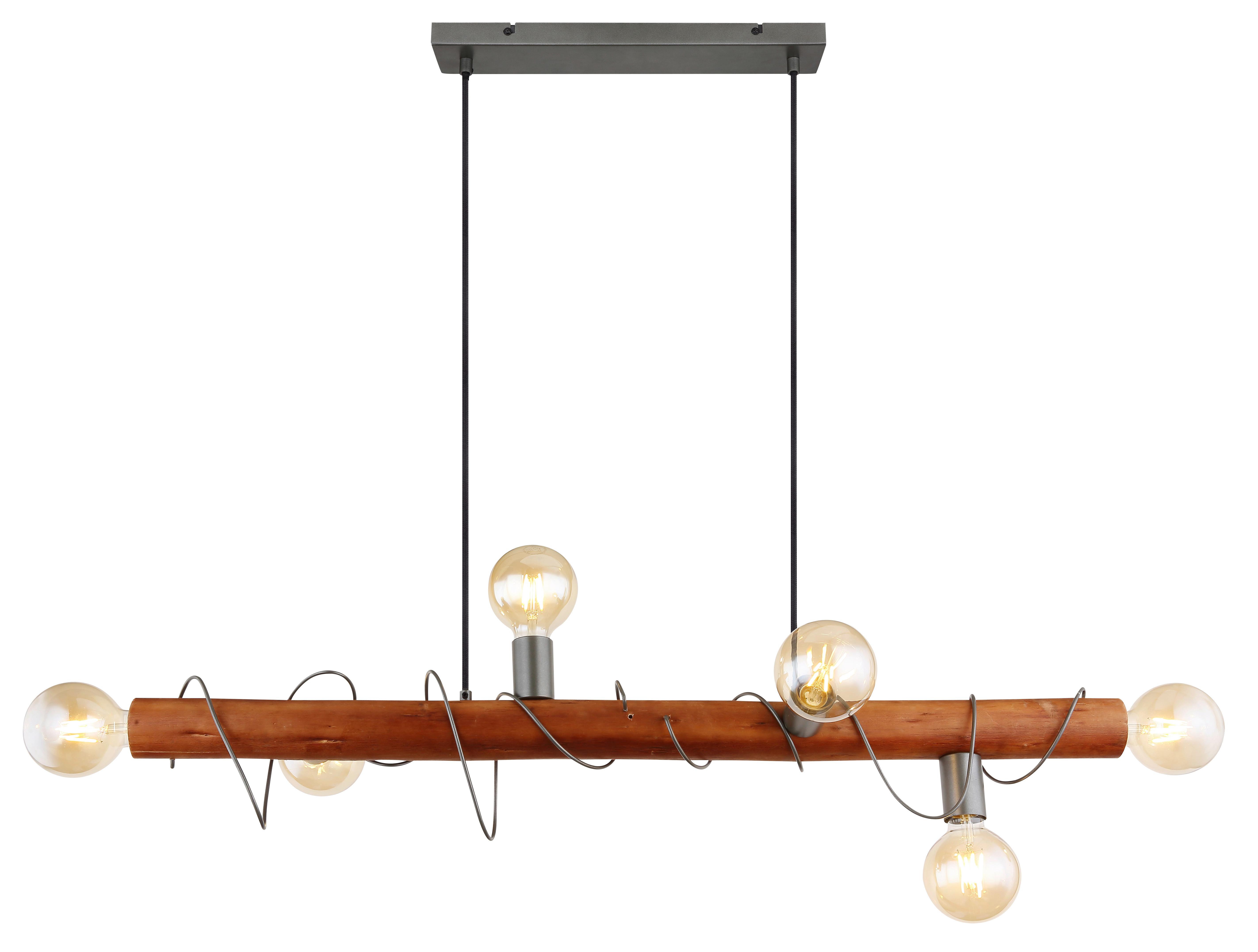 Hängeleuchte Alice Braun/Grau max. 60 Watt - Braun/Grau, Natur, Holz/Metall (100/20/120cm) - Globo