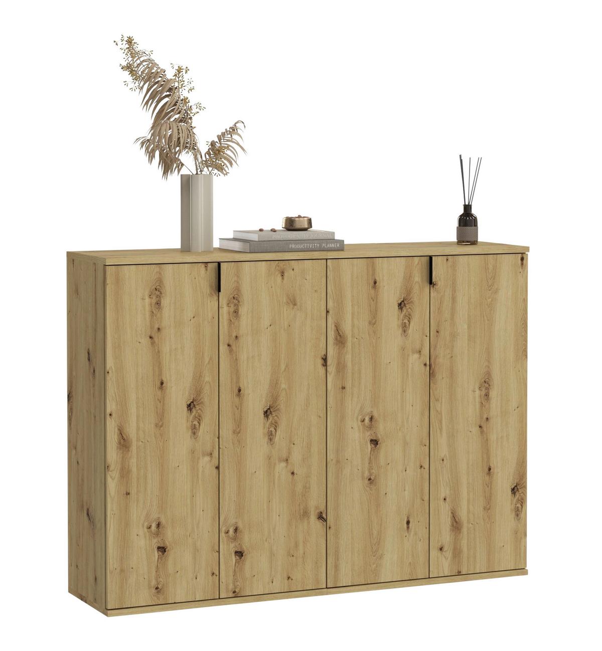 Schuhschrank Projekt X ca.122x97x34cm Eichefarben - Schwarz/Eiche Artisan, KONVENTIONELL, Holzwerkstoff/Metall (122/97/34cm) - MID.YOU