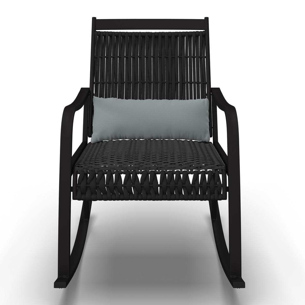 Balkonset Mathilda Grün/Schw. Metall/Outdoorstoff +Abdeckung - Schwarz/Weiß, MODERN, Kunststoff/Textil - Bessagi Garden