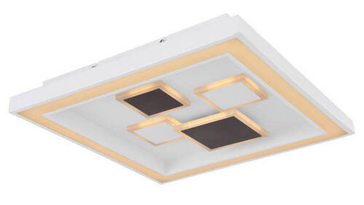 Stropna Led-svetilka Nolo, S Sijalko - bela/opal, Design, kovina/umetna masa (48/48/7cm) - Globo
