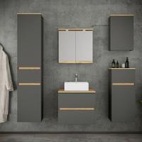 Badezimmer Cosila - Honigeiche/Weiss, Trend, Keramik/Holzwerkstoff (140cm) - MID.YOU