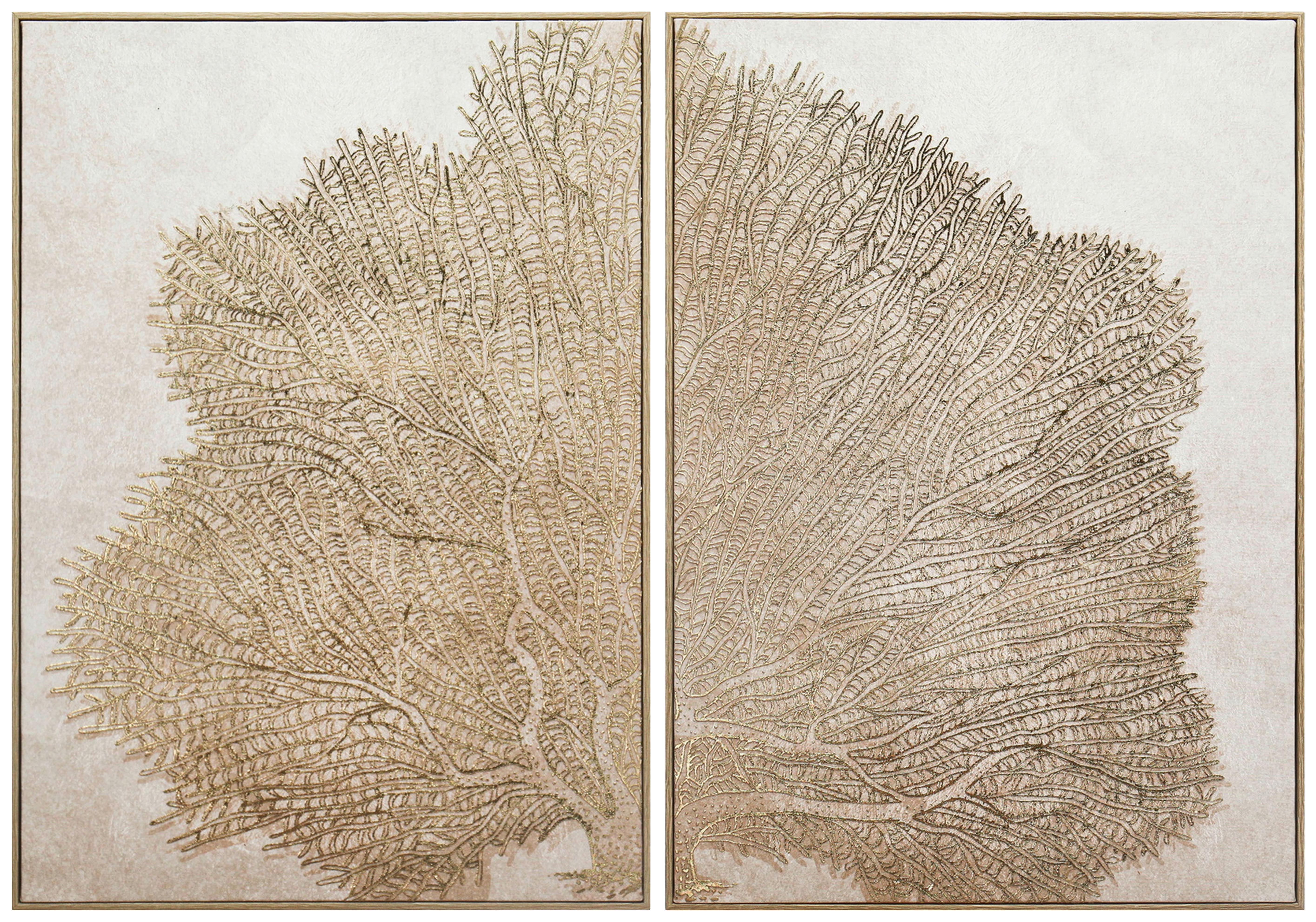 Slika Sa Ramom 120x80cm Gold Leaves - zlatna/svetlobraon, Romantično / Seoski, tekstil/pločasti materijal (120/3/80cm) - Mömax