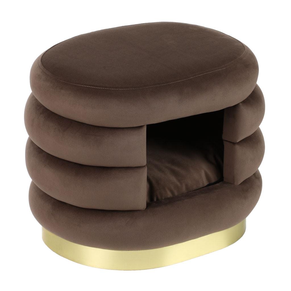 Ülőke Kisállat Kuckóval Deto - barna, Trend, faalapú anyag/textil (45/38/35cm)