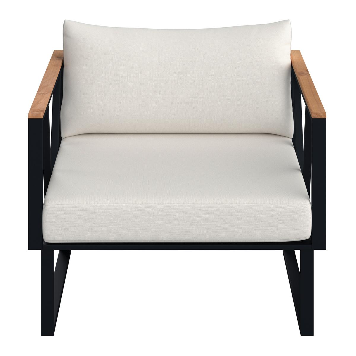 Loungegarnitur Loretta Creme Metall/Holz/Outdoorstoff - Creme/Schwarz, MODERN, Holz/Textil (80/75/80cm) - Bessagi Garden