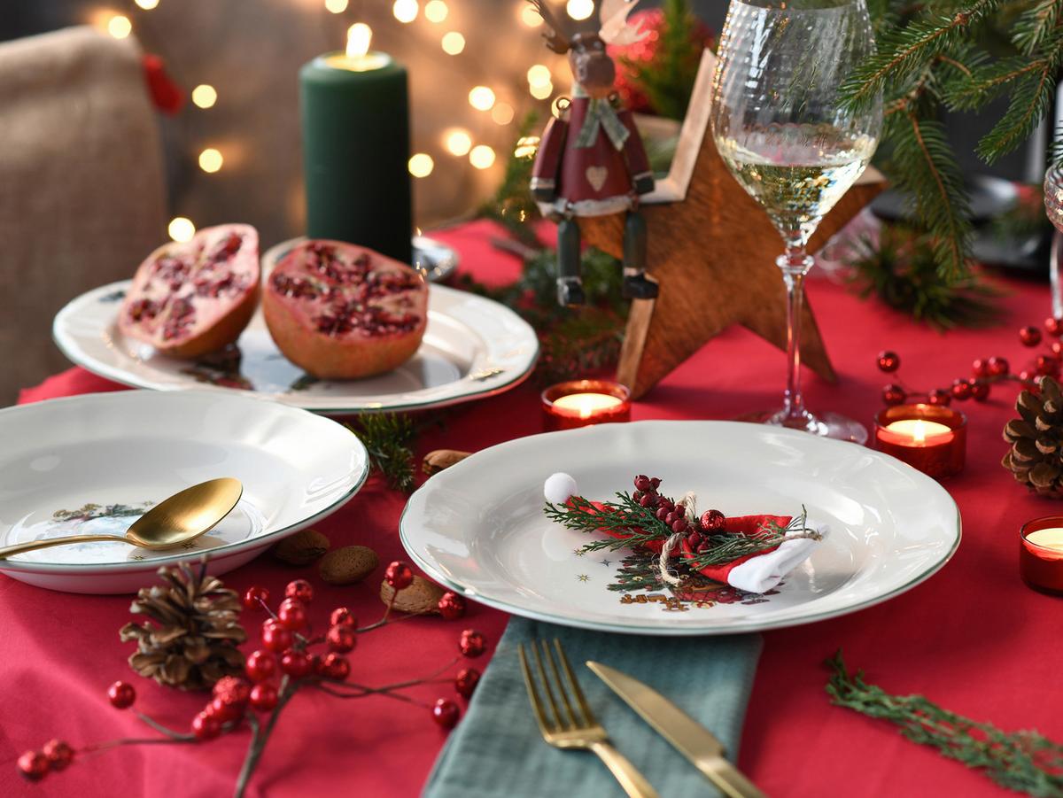 Tafelservice Tannenbaum Multicolor/Weiß, 12-teilig - Multicolor/Weiß, Basics, Keramik - Creatable