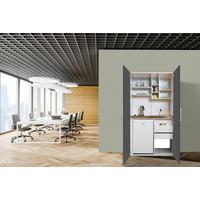 Schrankküche Economy Grau mit Geräte B: ca. 104 cm - Edelstahlfarben/Weiß, MODERN, Holzwerkstoff/Metall (104/193/67cm) - Respekta