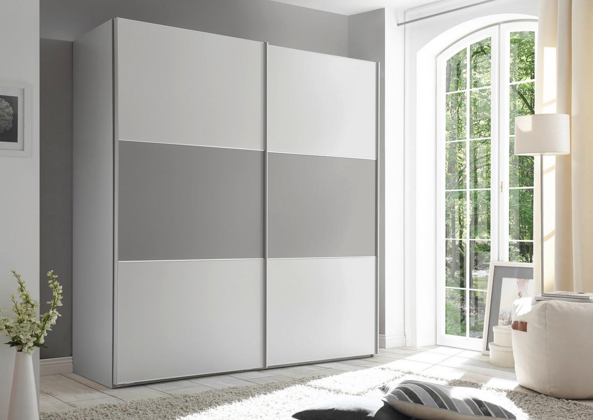 Ormar S Kliznim Vratima Includo - bijela/siva, Moderno, drvni materijal/metal (225/222/68cm) - Premium Living