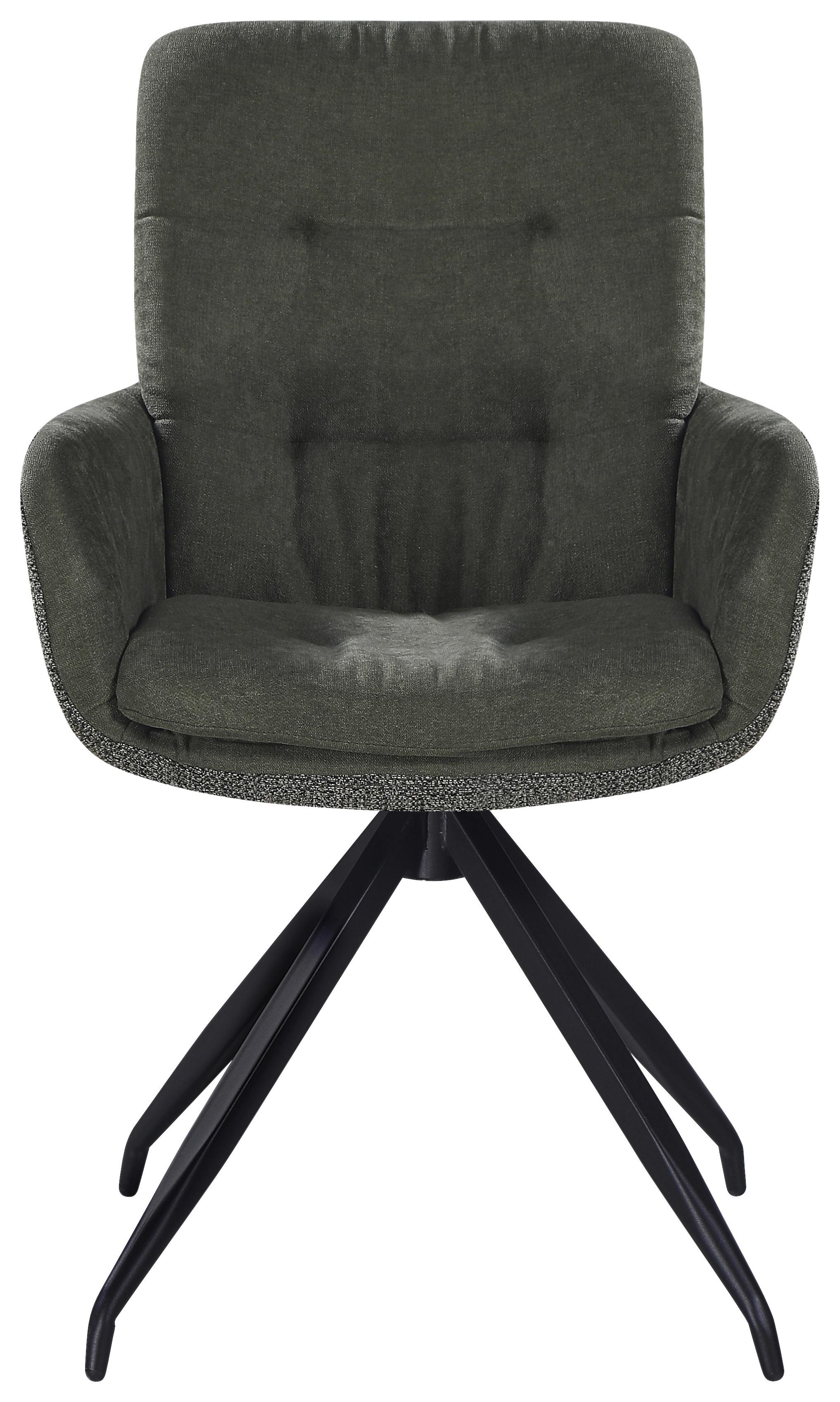 Armlehnstuhl Nova Grün - Schwarz/Grün, MODERN, Textil/Metall (61/89/67cm) - Premium Living