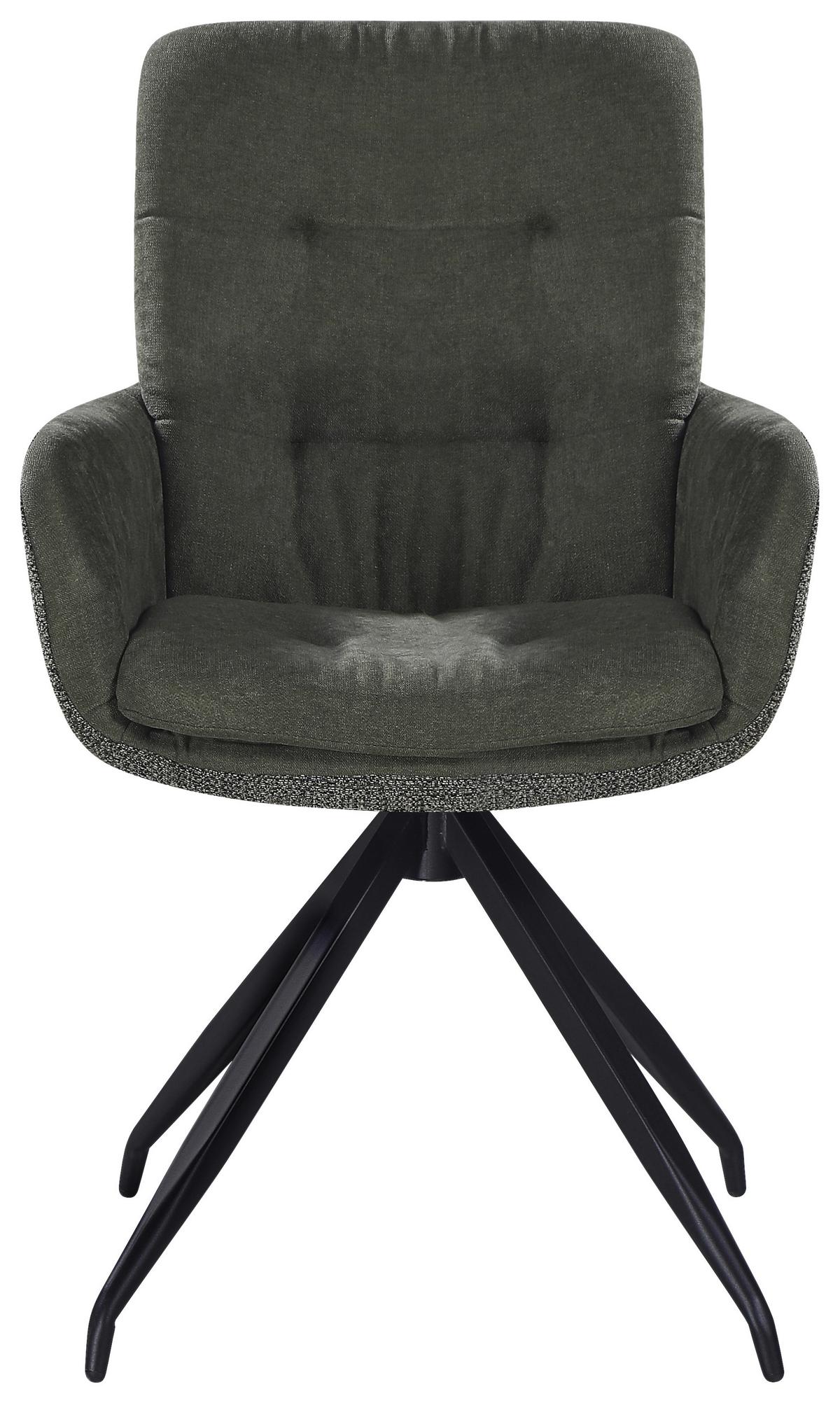 Armlehnstuhl Nova Grün - Schwarz/Grün, Modern, Textil/Metall (61/89/67cm) - Premium Living