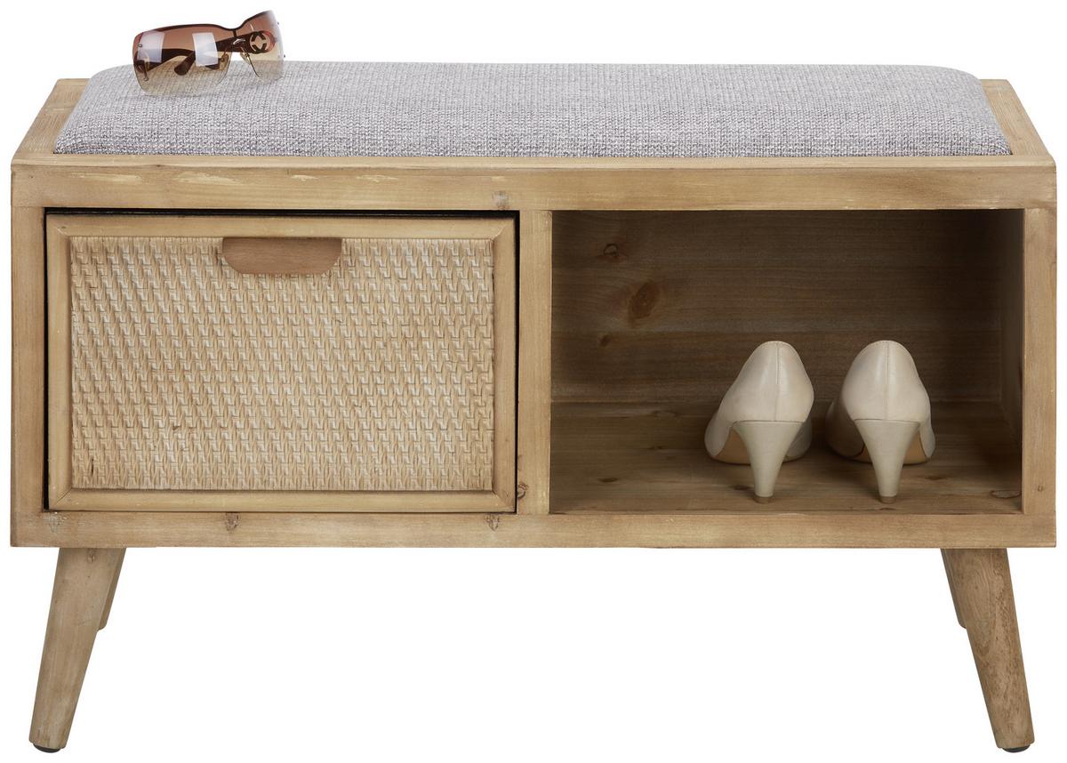 Sitzbank aus Tanne teilmassiv - Schwarz/Braun, Romantik / Landhaus, Holz/Holzwerkstoff (80/51/30cm) - Zandiara