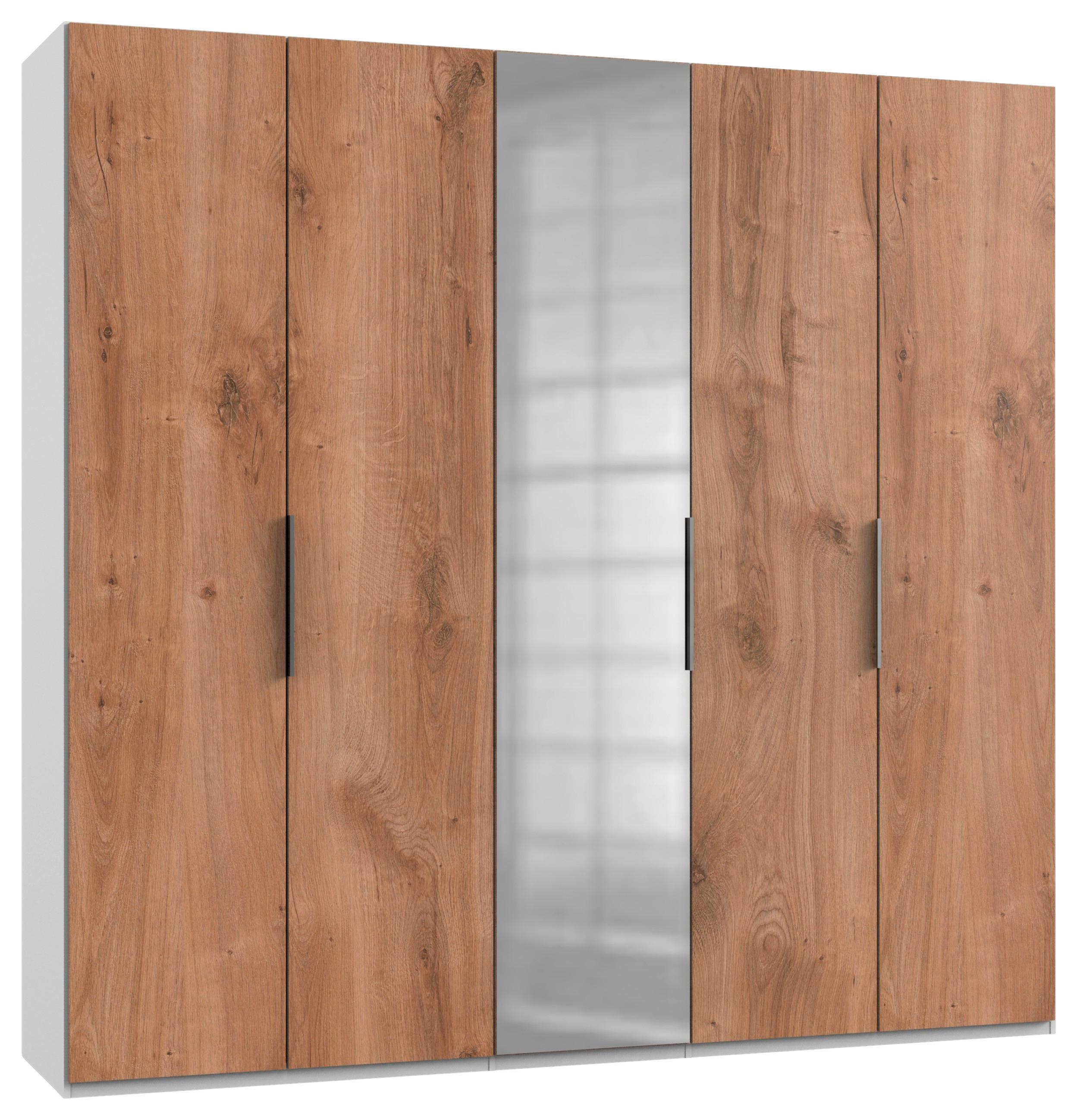 Drehtürenschrank Level 36A mit Spiegel ca. 250 cm Eiche/Weiß - Chromfarben/Eichefarben, MODERN, Holzwerkstoff (250/236/58cm) - MID.YOU