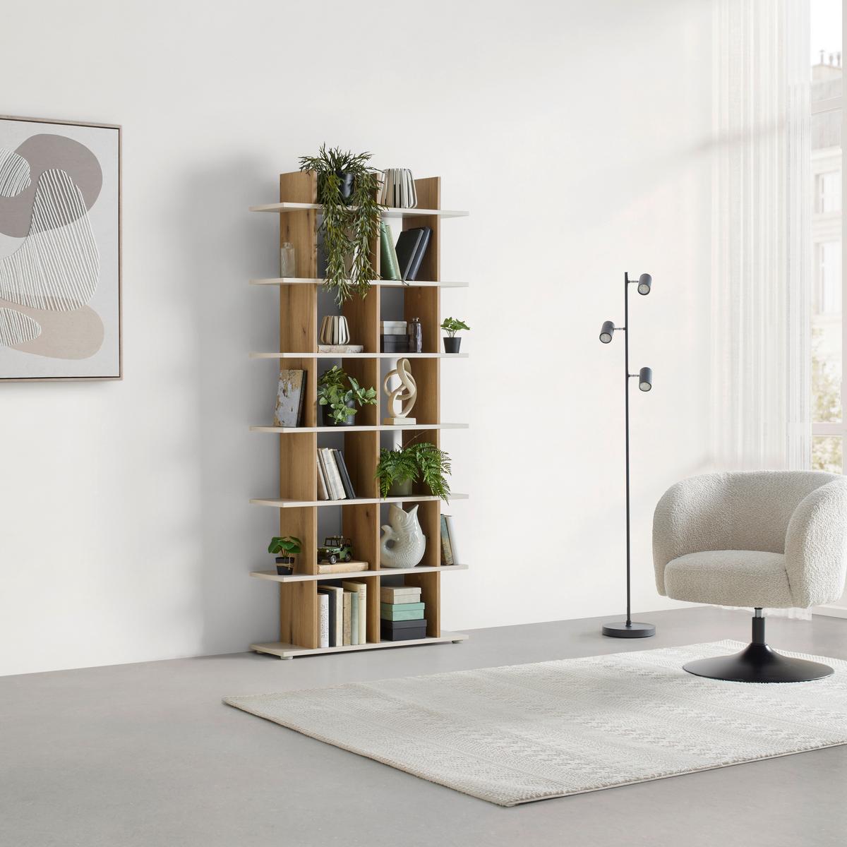 Regal Lotto Plus - kašmir/barve hrasta, Moderno, leseni material (79,8/175,2/25,5cm) - Mömax