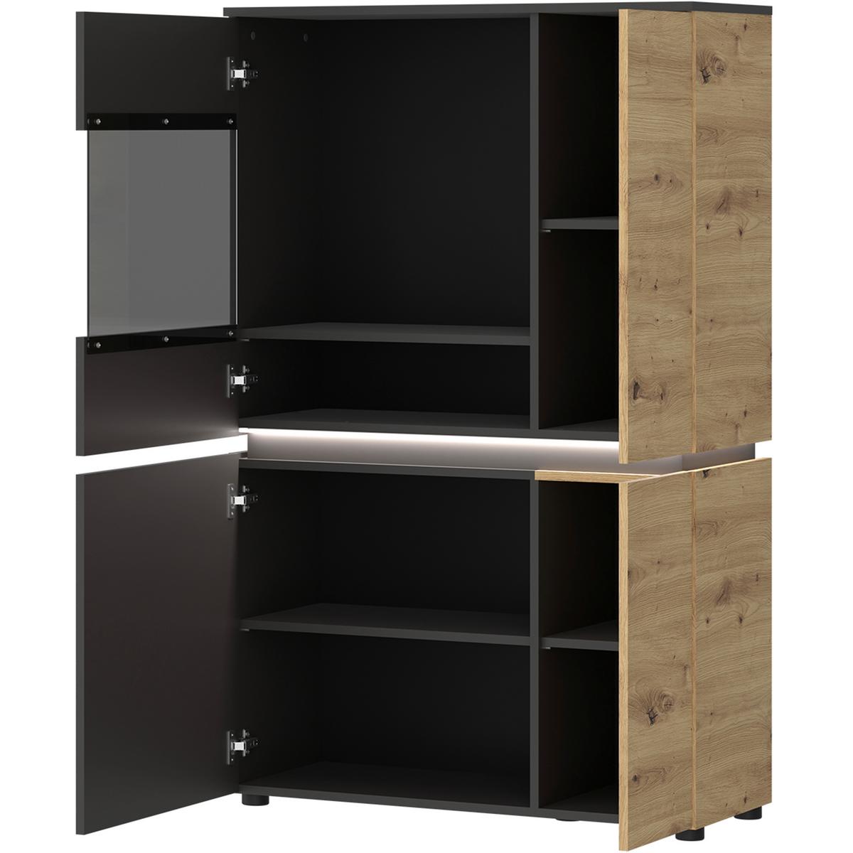 Vitrina Luci - siva/hrast Artisan, Trend, staklo/drvni materijal (90,4/146/40cm) - Modern Living