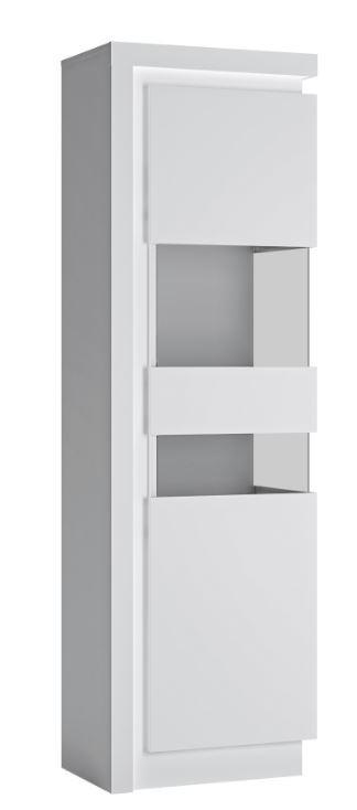 Vitrina Lyon - bijela/bijela visoki sjaj, Trend, staklo/drvni materijal (59,7/198/42cm) - Modern Living