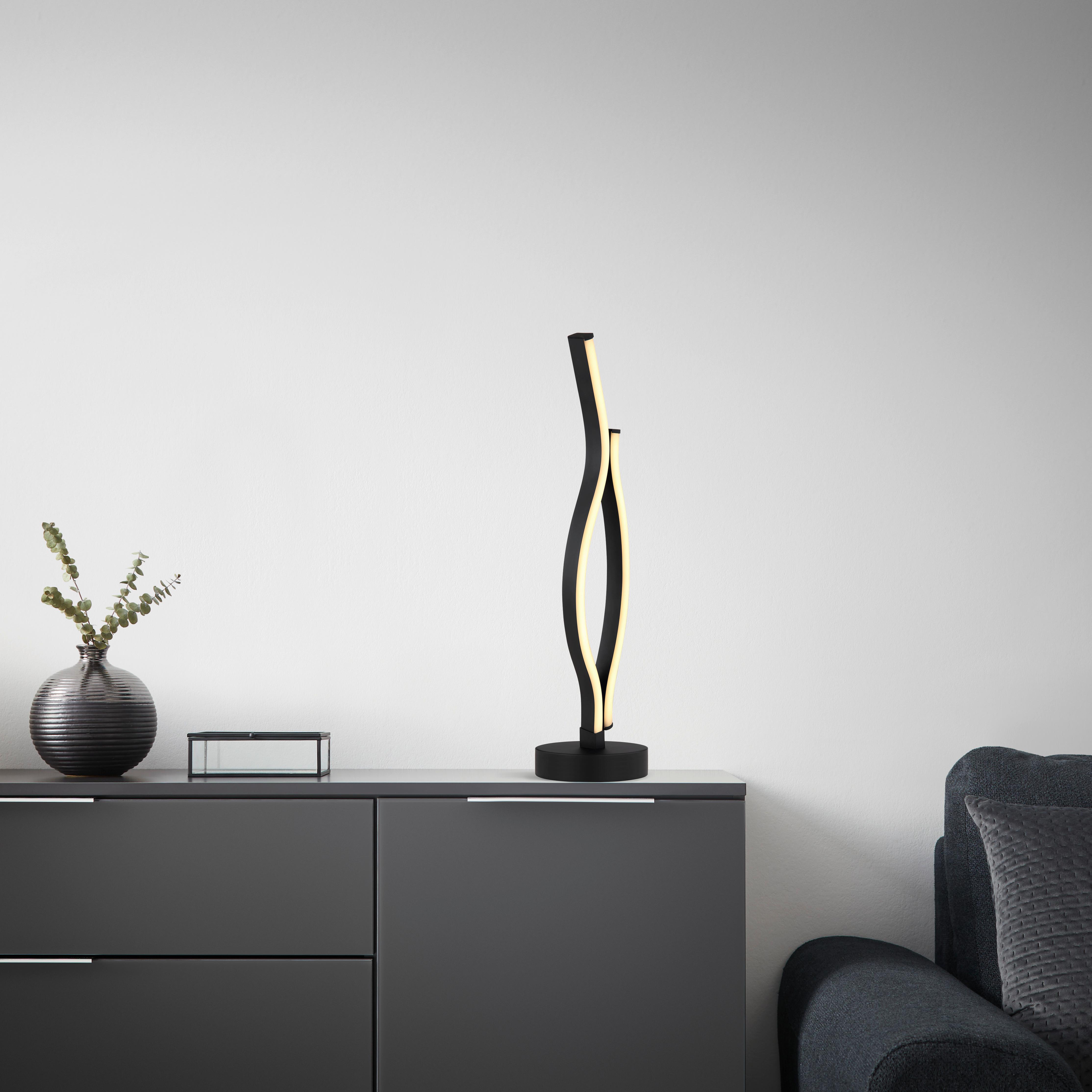 LED-BORDSLAMPA RELO - opal/svart, Modern, metall/plast (12/12/47cm) - Mömax