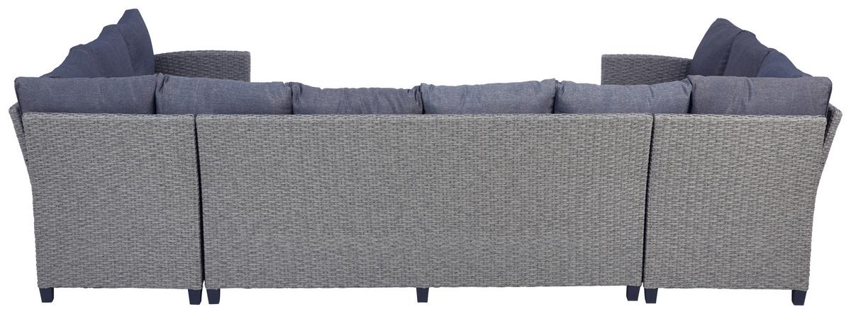 Lounge Garnitura Athena, Siva, Videz Ratana, 6-Delno - siva/črna, Moderno, kovina/umetna masa