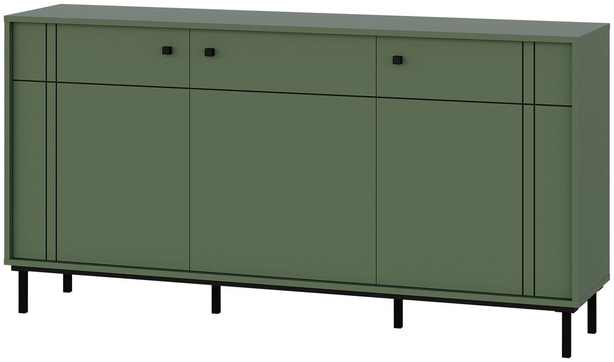 KOMODA SZEROKA CROSSROAD - zielony/czarny, Modern, materiał drewnopochodny/tworzywo sztuczne (160,2/81,8/37cm) - Carryhome