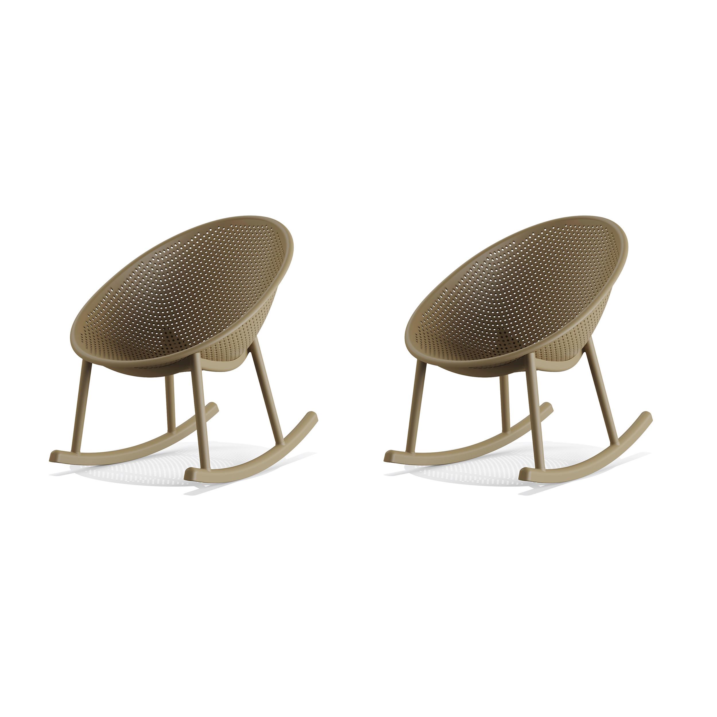 Gartenschaukelstuhl 2er-Set in Sandfarben, wetterfest - Sandfarben, MODERN, Kunststoff (66/80/83cm) - Gardenson
