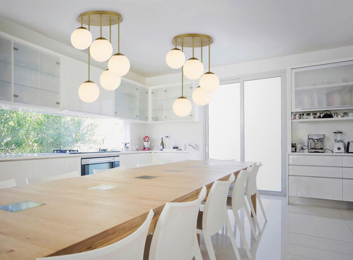 LAMPA WISZĄCA MADLEEN - biały/kolor złoty, Trend, metal/szkło (42/59,5cm) - Novel