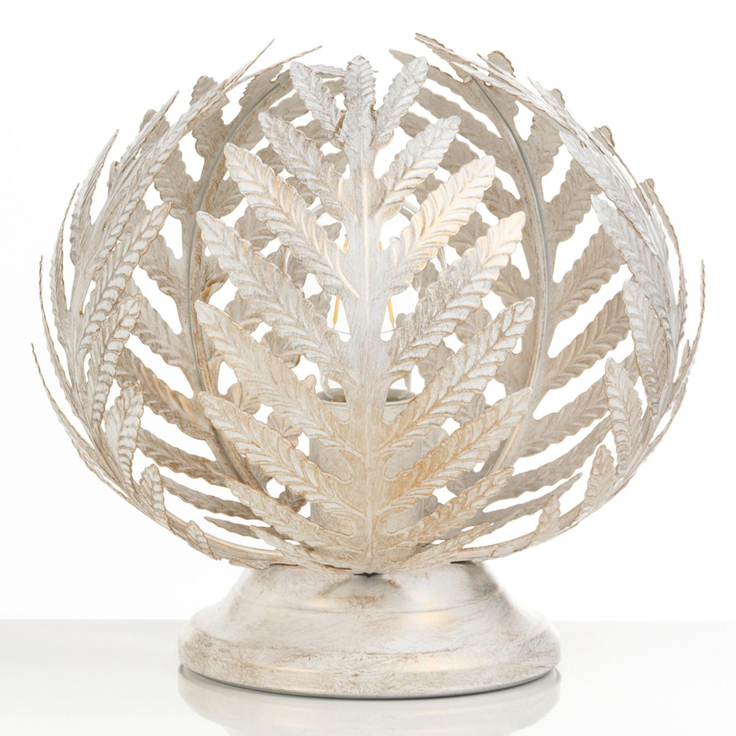 Tischleuchte Felce Avorio Weiß max. 22 Watt - Weiß, Natur, Metall (25/25cm)