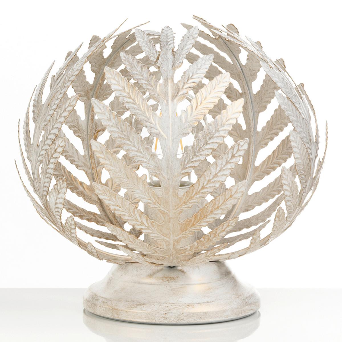 Tischleuchte Felce Avorio Weiß max. 22 Watt - Weiß, Natur, Metall (25/25cm)