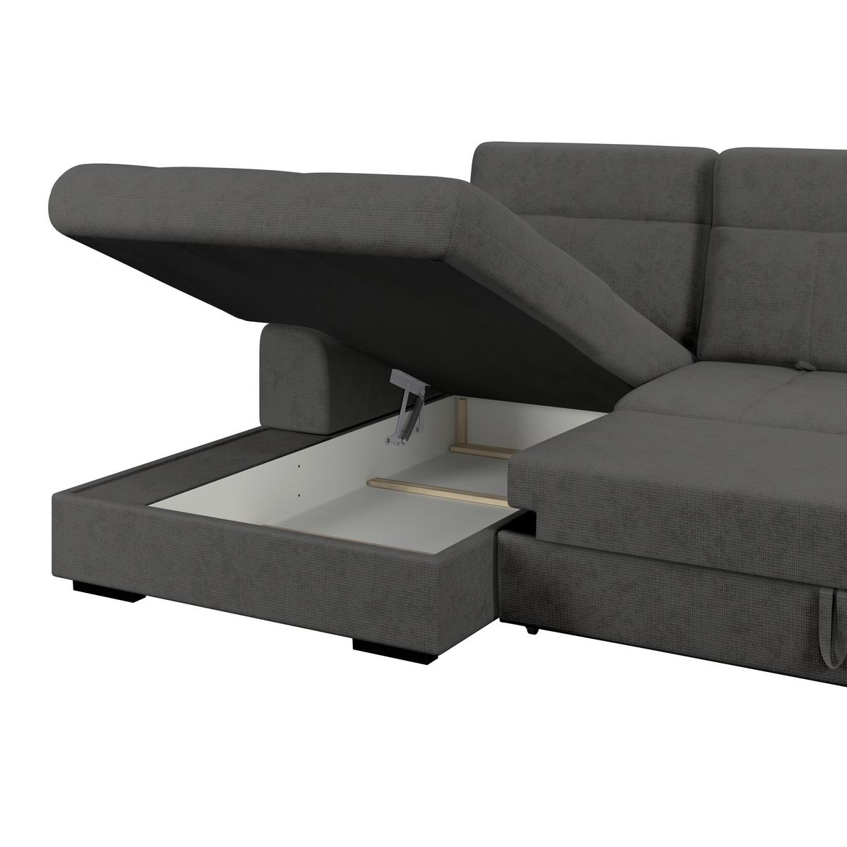 Kutna Garnitura Malaga - boje grafita/crna, Konvencionalno, tekstil/drvo (203/286cm) - Ondega