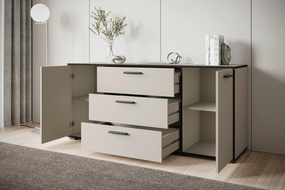 Sideboard Bogota Kaschmir/Schwarz - Kaschmir/Graphitfarben, Basics, Holzwerkstoff/Kunststoff (150/68/40cm) - P & B