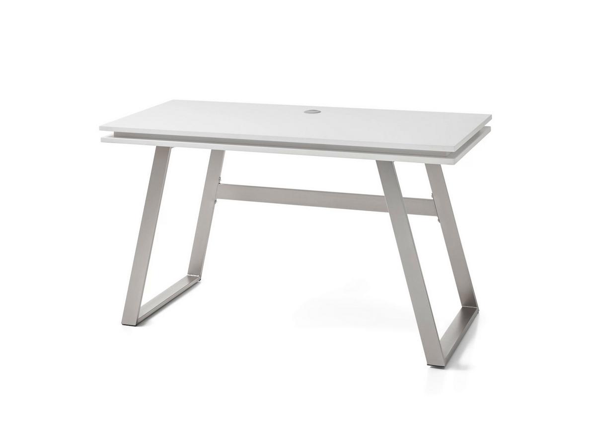 Pisalna Miza Tiflis 1 - barve nerjavečega jekla/bela, Moderno, kovina/leseni material (140/75/60cm) - Mömax