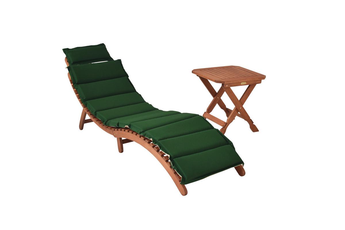 Gartenliege Ipanema inkl. Auflage aus Eukalyptus - Eukalyptusholzfarben/Beige, KONVENTIONELL, Holz/Textil - Gardenson