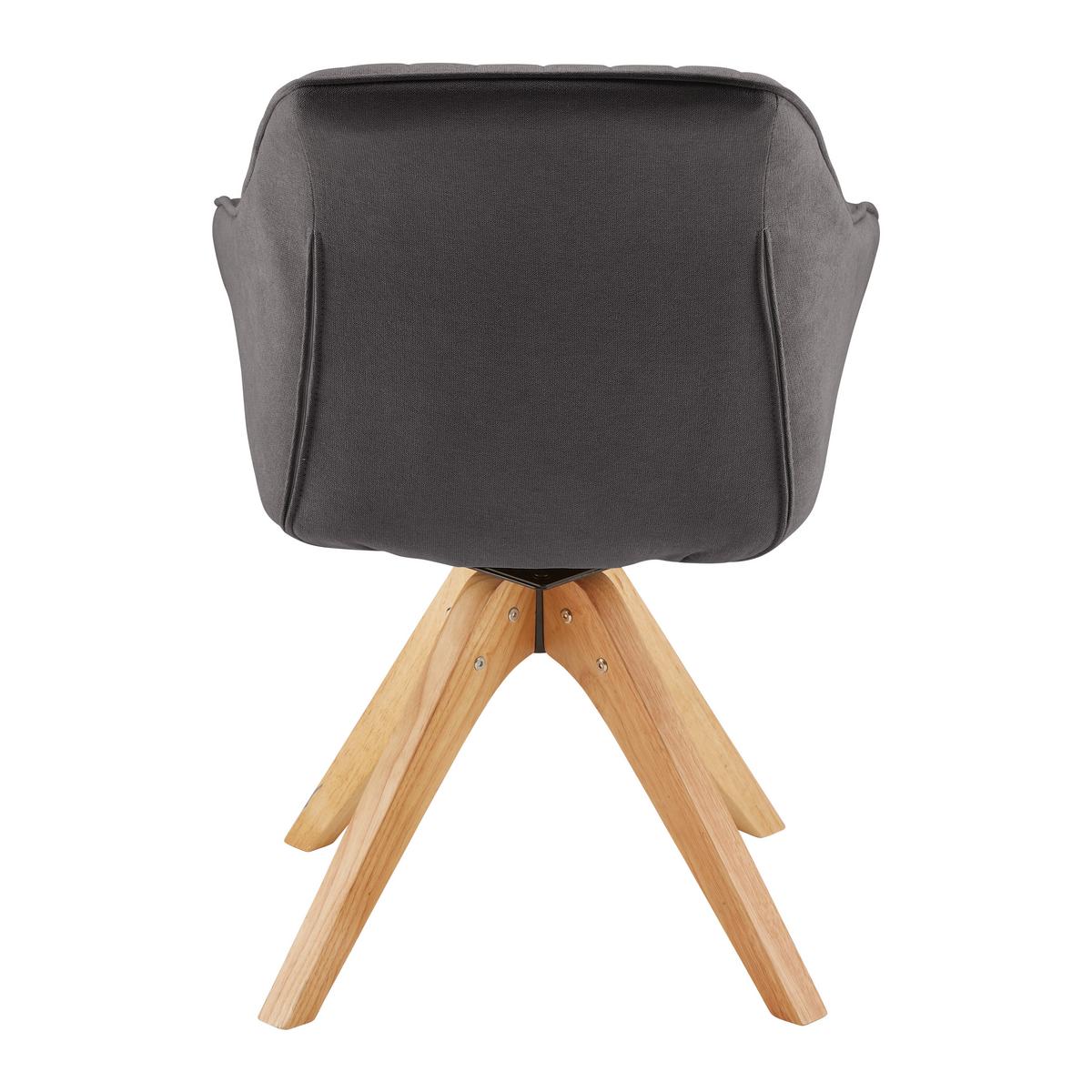 Armlehnstuhl Leonie Grau Webstoff Drehbar Gepolstert - Eichefarben/Grau, MODERN, Holz/Textil (60/84/61cm) - Bessagi Home
