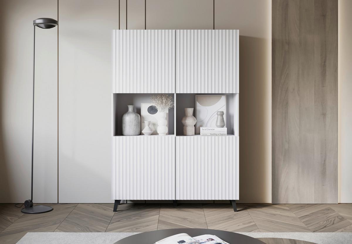 Highboard Phuket ca. 120x172 cm Weiß - Schwarz/Weiß, Design, Holzwerkstoff (120/172/39cm) - P & B